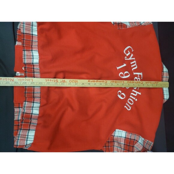 Gym Fashion Varsity Jacket Coat Red Plaid Sleeves Zip Up Unisex 1980s Vintage - Picture 7 of 8